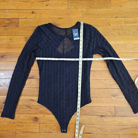 Abercrombie & Fitch Black Bodysuit Long Sleeve Mesh Medium - Picture 5 of 6